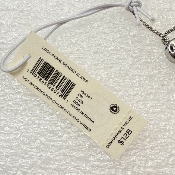 Tory Burch Logo Pearl Beaded Slider 164147 IN Tory Silver/Pearl - Picture 7 of 11